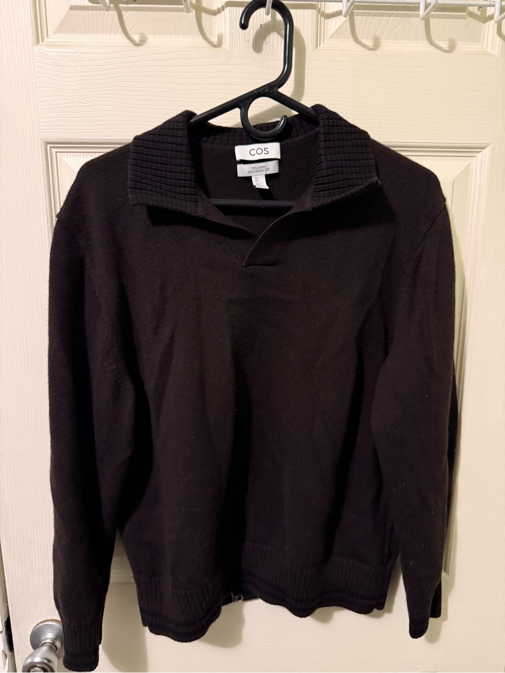 COS Men's Brown Collared Knit Sweater